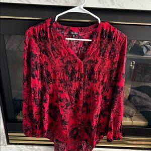 Torrid Scarlet and Ebony Floral Blouse